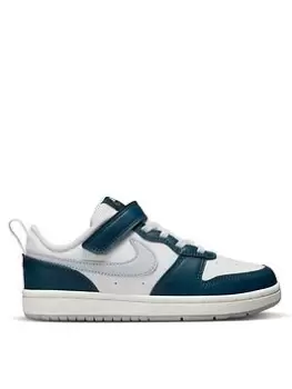Image of Nike Court Borough Low Kids Unisex Trainers - White/Blue, Size 12