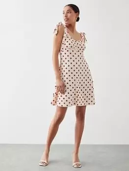 Image of Dorothy Perkins Spot Print Button Through Mini Dress - Red, Size 16, Women
