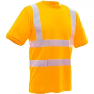 Image of Yoko Ladies/Womens Hi-Vis Short Sleeve T-Shirt (2XL) (Hi Vis Orange) - Hi Vis Orange