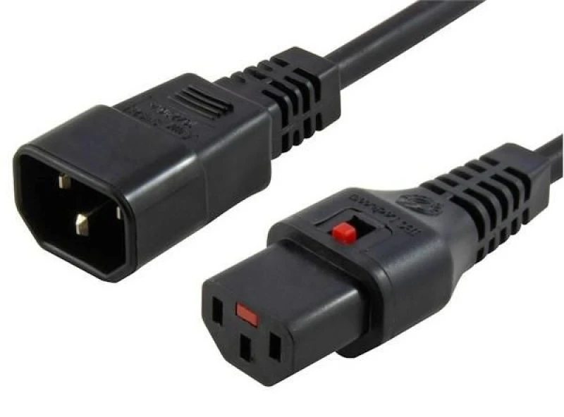 Image of Cablenet Cablenet 1m IEC C14 - IEC C13 IEC Lock Black PVC 1.0mm Power Leads 42-3010