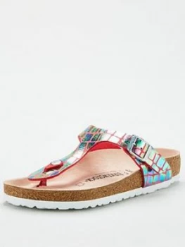 Image of Birkenstock Gizeh Metallic Flip Flops - Raspberry, Raspberry, Size 7, Women