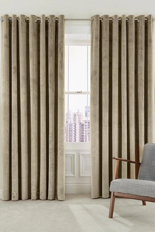 Image of Helena Springfield Helena Springfield 'Escala' Woven Lined Curtains in Beige Size: 167cm width x 137cm drop Beige 167cm width x 137cm drop Unisex 50