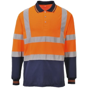Image of S279ONRXXXL - sz 3XL Two-Tone Long Sleeved Polo - Orange/Navy - Portwest