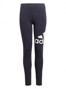 Image of adidas Girls Junior Branded Tight - Grey/White, Navy/White, Size 9-10 Years, Women