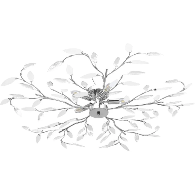 Image of VIDAXL Ceiling Lamp with Acrylic Crystal Leaf Arms for 5 E14 Bulbs White Vidaxl 8719883913476