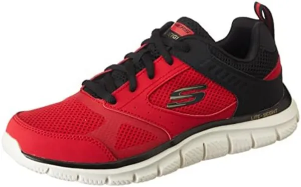 Image of Skechers Mens Track Scloric Lace Up Leather Sports Shoes UK Size 12 (EU 47.5) Burgundy/Black SKE1956-BUBK-12