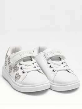 Image of Lelli Kelly Heart Glitter Trainer - White/Silver, Size 9 Younger