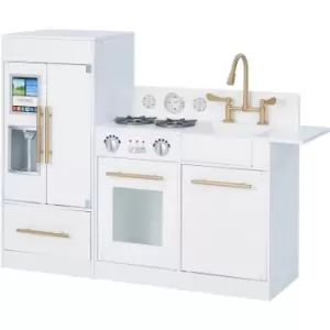 Image of White Wooden Toy Kitchen by Teamson Kids Toy Cooker Play Kitchen Set TD-12302WR - White