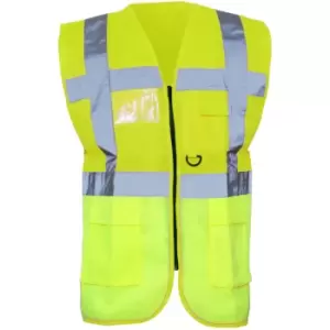 Image of Yoko Hi-Vis Premium Executive/Manager Waistcoat / Jacket (Pack of 2) (L) (Hi-Vis Yellow) - Hi-Vis Yellow