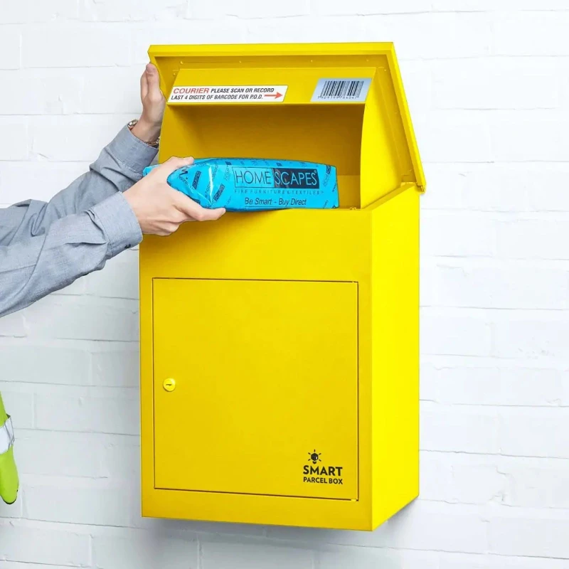 Image of Homescapes Smart Parcel Box Medium Front Access Yellow