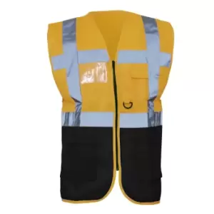 Image of Yoko Hi-Vis Premium Executive/Manager Waistcoat / Jacket (Pack of 2) (3XL) (Orange/Black)