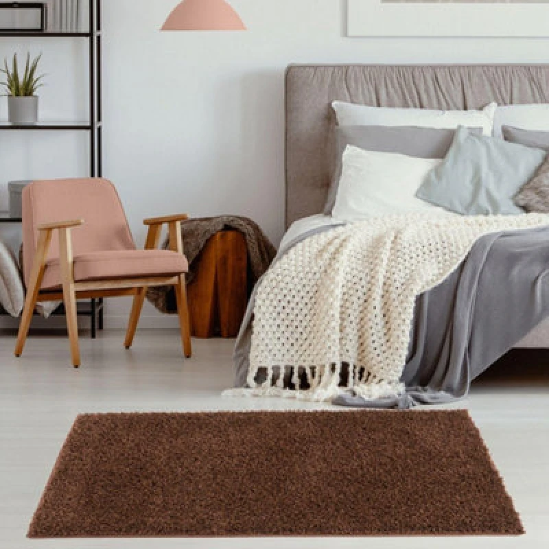 Image of The Rugs Myshaggy Collection Living Room Rugs Solid Design Brown