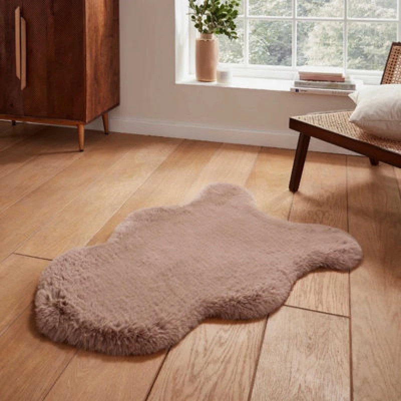 Image of Super Teddy Double Faux Sheepskin 60cm x 180cm Rug Mink