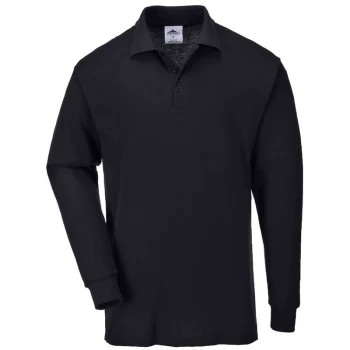 Image of Portwest - B212BKRXXL - sz 2XL Genoa Long Sleeved Polo Shirt Workwear - Black