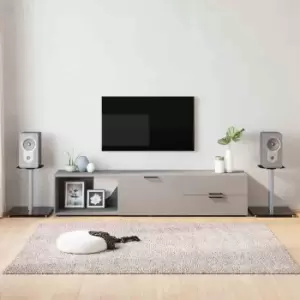 Image of Vidaxl Speaker Stands 2 Pcs Black&silver Tempered Glass 1 Pillar Design