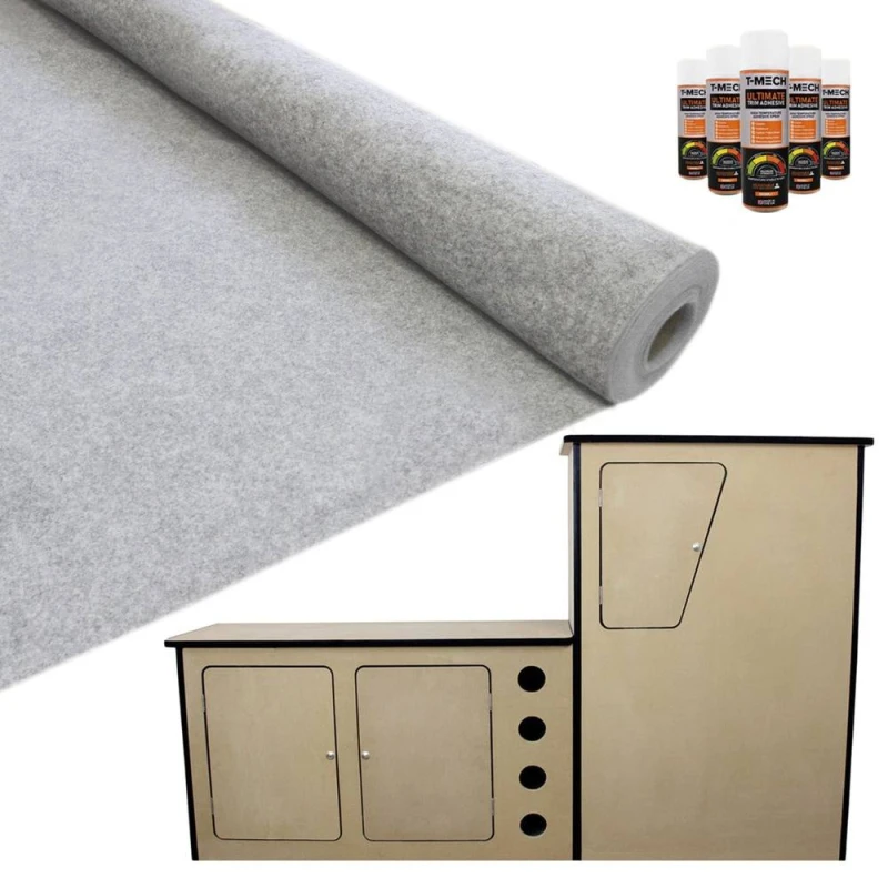 Image of T-Mech 11M2 Van Lining Carpet Silver Grey - Camper Motor Home Kitchen Unit