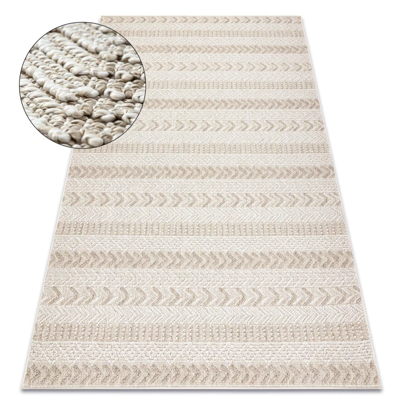 Image of RugsX Carpet Jersey 19243 Beige - Chevron, Structural, Loop Boho 80X150 Cm