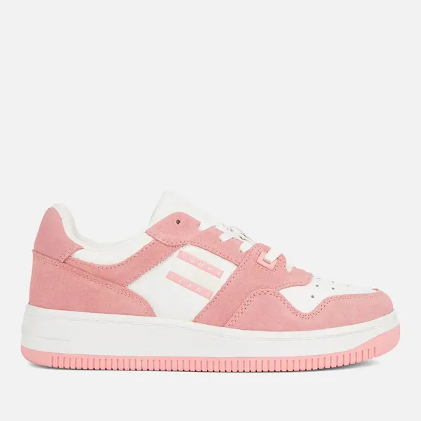 Image of Tommy Jeans Womens Leather Suede Basketball Trainers - UK 3 Pink Trainers female EN0EN02486 3
