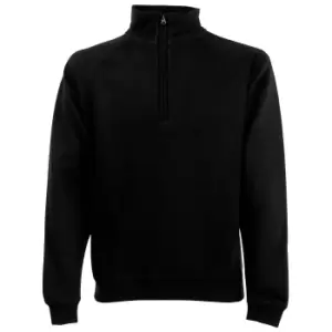 Image of Fruit Of The Loom Mens Zip Neck Sweatshirt (2XL) (Black)