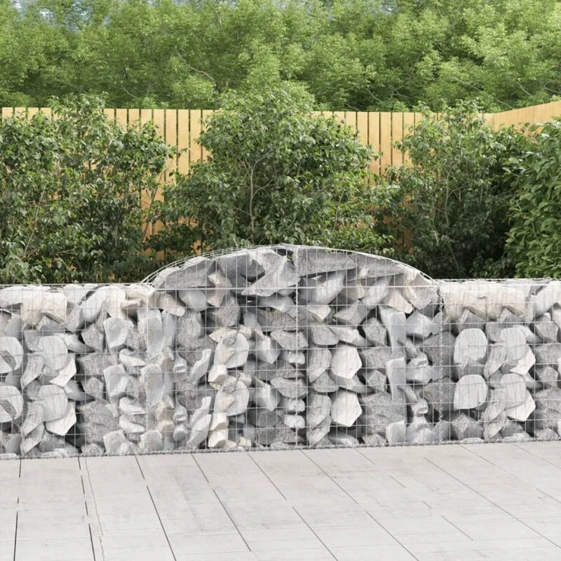 Image of vidaXL Arched Gabion Baskets 20 pcs 300x50x80/100cm Galvanised Iron, Silver 3146697