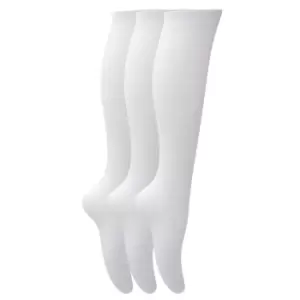 Image of Childrens Girls Plain Knee High School Socks (Pack Of 3) (UK Shoe 4-6 (Age: 13+ years)) (White)