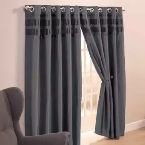 Image of Denver Eyelet Curtain - 66X72 - Charcoal