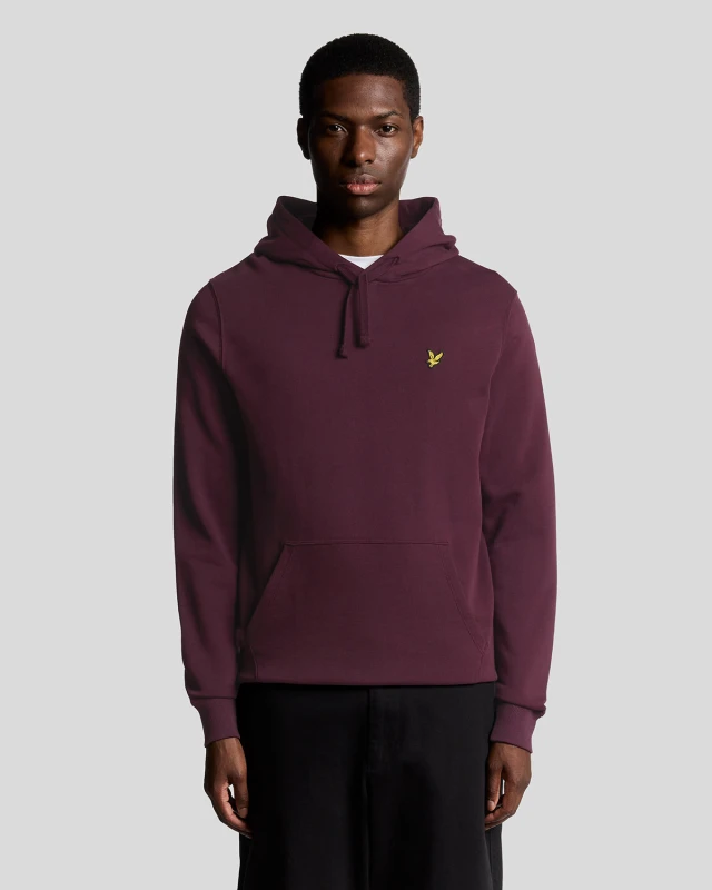 Image of Lyle & Scott Logo Pullover Hoodie Burgundy XL