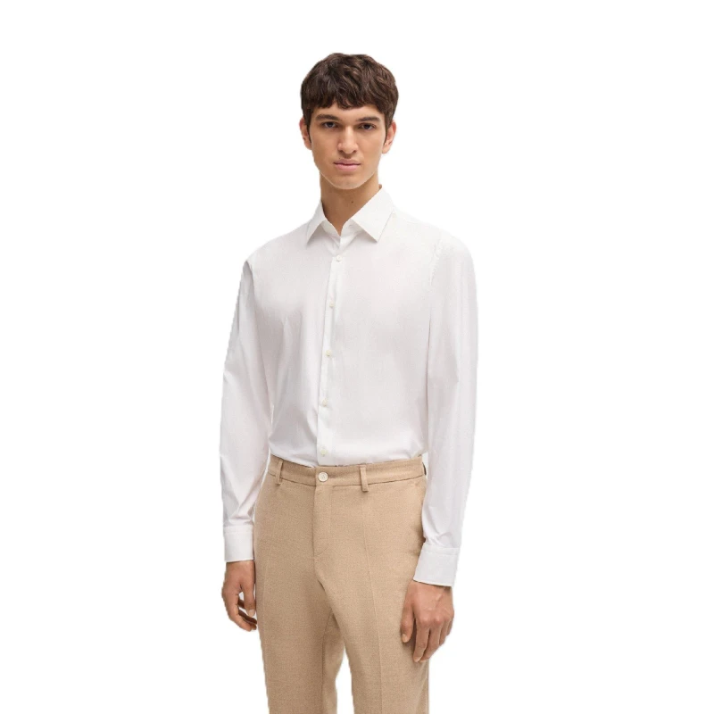 Image of Boss Mens P Joe Kent Long Sleeve Oxford Shirt Oxford Shirt - Long Sleeve 15" White 55280701350