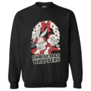 Image of Warner Brothers Mens Bugs Bunny Christmas Sweatshirt - Black - XXL