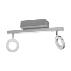 Image of Wall Spot Light Aluminium Chrome Shade Satined Plastic Bulb LED 2x3.2W 1x3.3W