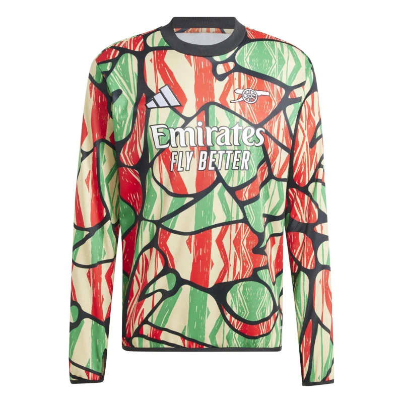 Image of adidas Arsenal Long Sleeve Pre Match Shirt 24/25 Mens Red/Black male S
