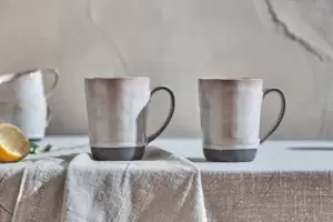 Image of Nkuku Edo Large Mug Set Of 2 Tableware Grey Large 11cm x 8.5cm (Diameter)