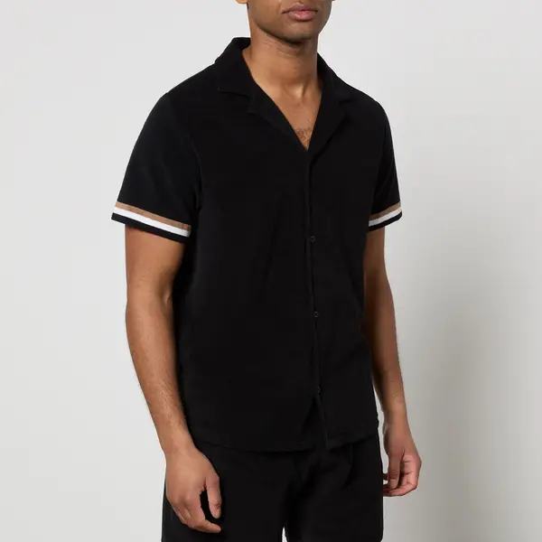 Image of BOSS Bodywear Cotton-Blend Terry Shirt - XL Black Shirts male 50515690-001 XL