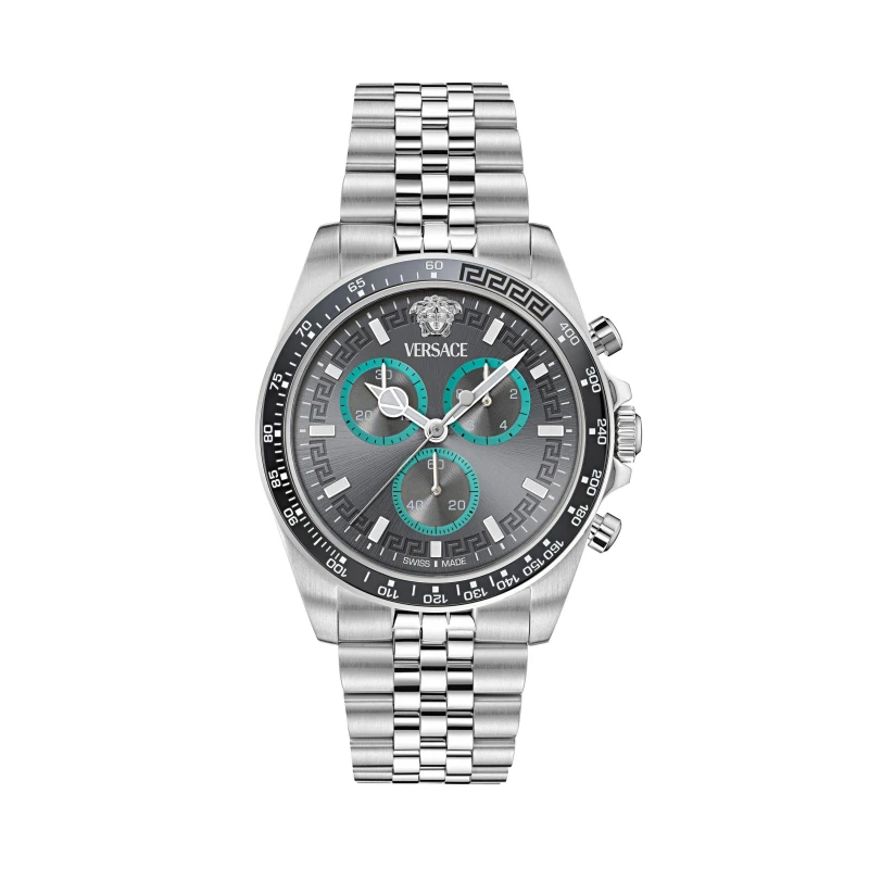 Image of Versace Mens Stainless Steel Quartz Analogue Watch Black/Silver male One Size