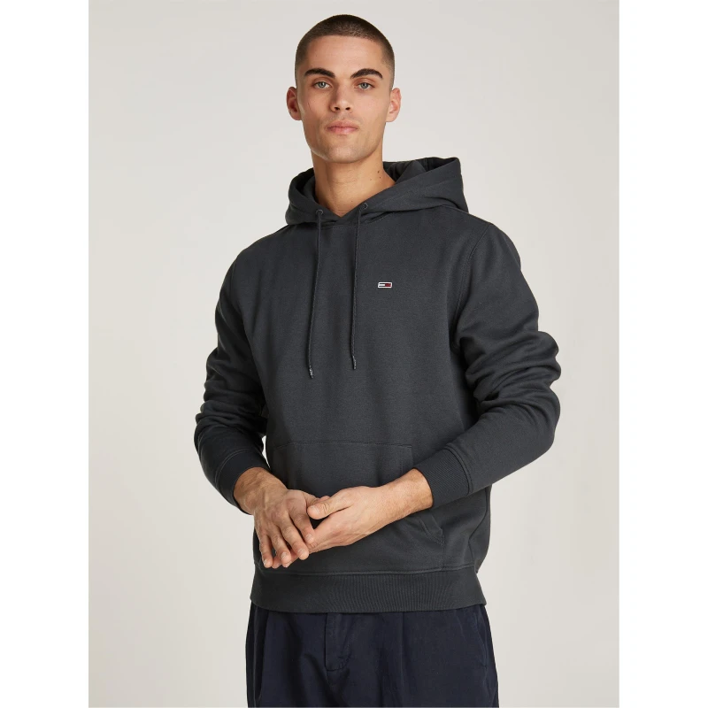 Image of Tommy Jeans Regular Flag Pullover Hoodie New Charcoal XXL