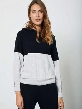 Image of Mint Velvet Blocked Star Back Hoodie - Navy/Grey, Navy, Size S, Women
