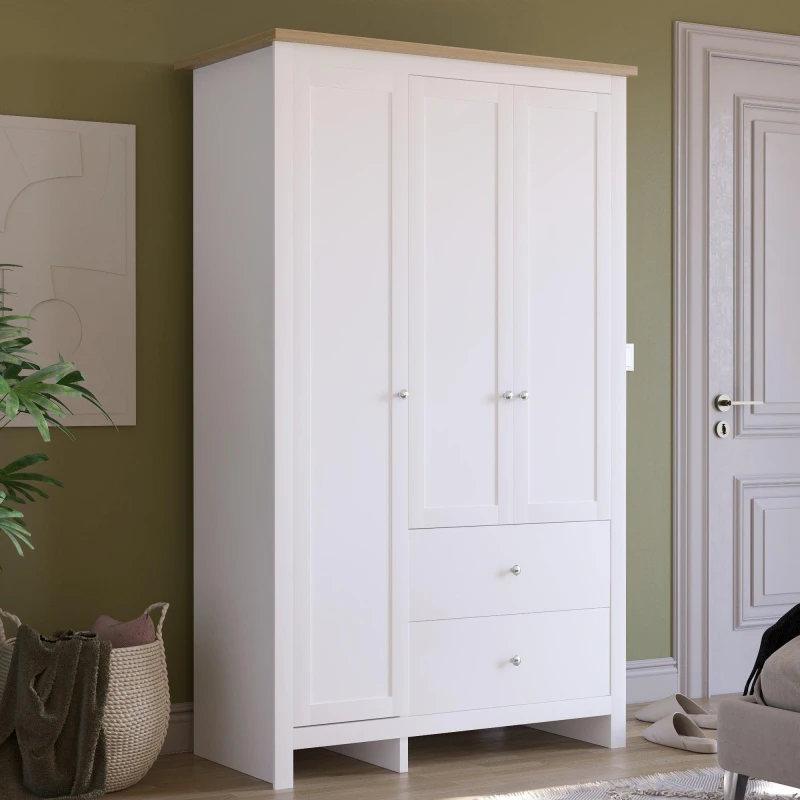 Image of Lassic Vida Designs Arlington 3 Door 2 Drawer Wardrobe White unisex One Size