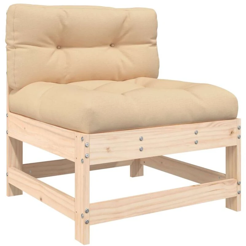 Image of VIDAXL Middle Sofa with Cushions Solid Wood Pine vidaXL 8720845802004