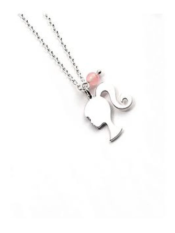 Image of Sterling Silver Silhouette Quartz Bead Charm Necklace BMSN0021