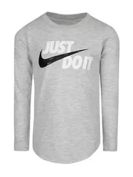 Image of Nike Younger Girls Just Do It Ls Tee, Grey, Size 3-4 Years, Women