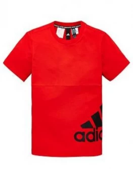 Image of Boys, adidas Youth Badge Of Sport T-Shirt - Red, Size 5-6 Years