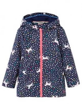 Image of Joules Girls Raindance Unicorn Raincoat - Navy, Size 6 Years, Women