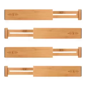 Image of Bamboo Adjustable Drawer Dividers Pack of 4 - Large M&W