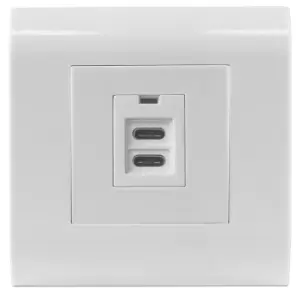 Image of Intellinet 2-Port USB-C Wall Outlet with Faceplate, Two Charging...