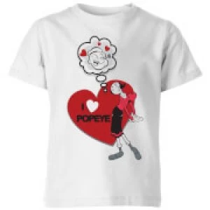 Image of Popeye I Love Popeye Kids T-Shirt - White - 9-10 Years