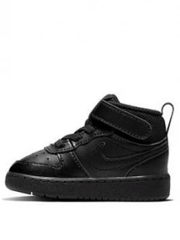 Image of Nike Court Borough Mid 2 Infant Trainer - Black, Size 5.5