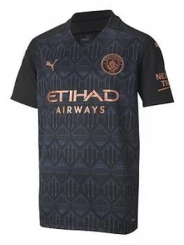 Image of Puma Puma Youth Manchester City Short Sleeved Away Stadium Jersey, Black, Size 9-10 Years