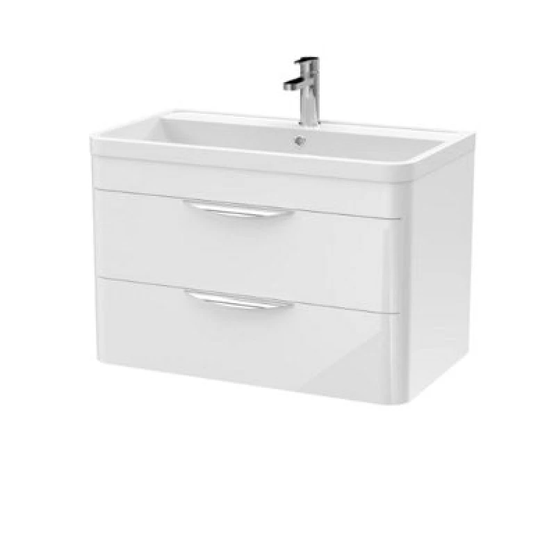 Image of NUIE Nuie Parade Wall Hung 2-Drawer Vanity Unit with Ceramic Basin 800mm Wide - Satin Anthracite FPA1405A