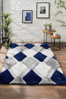 Image of 3D GEO Shaggy Navy 160x230