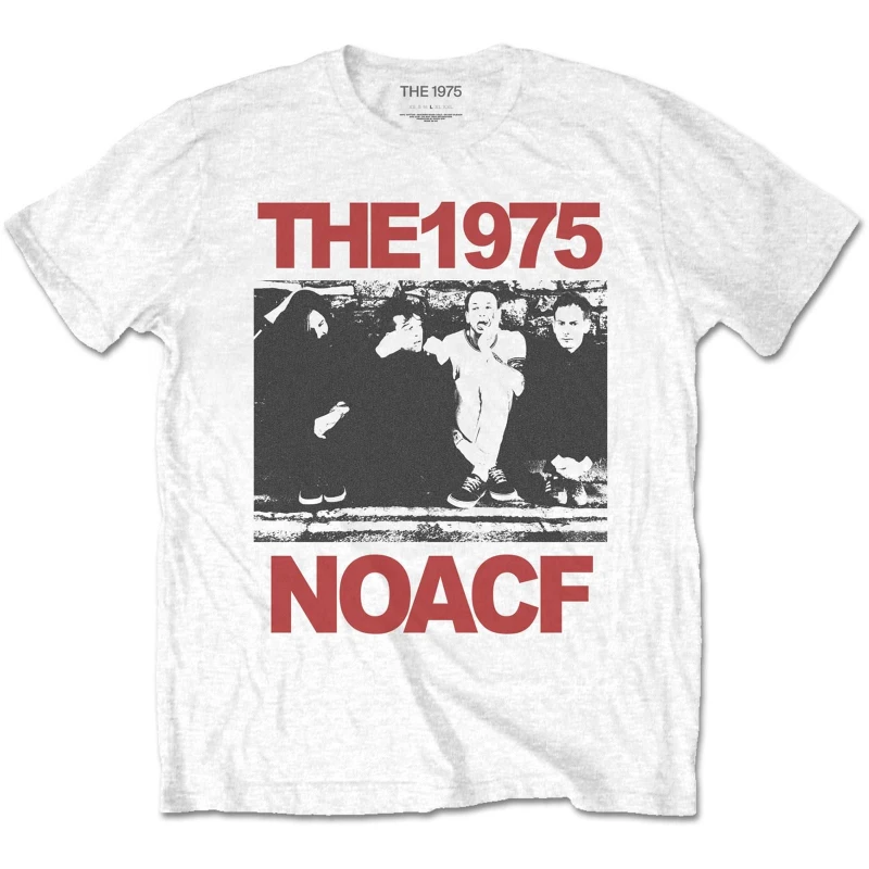 Image of The 1975 Mens NOACF Group Shot Cotton T-Shirt in White Size: XL White Male XL